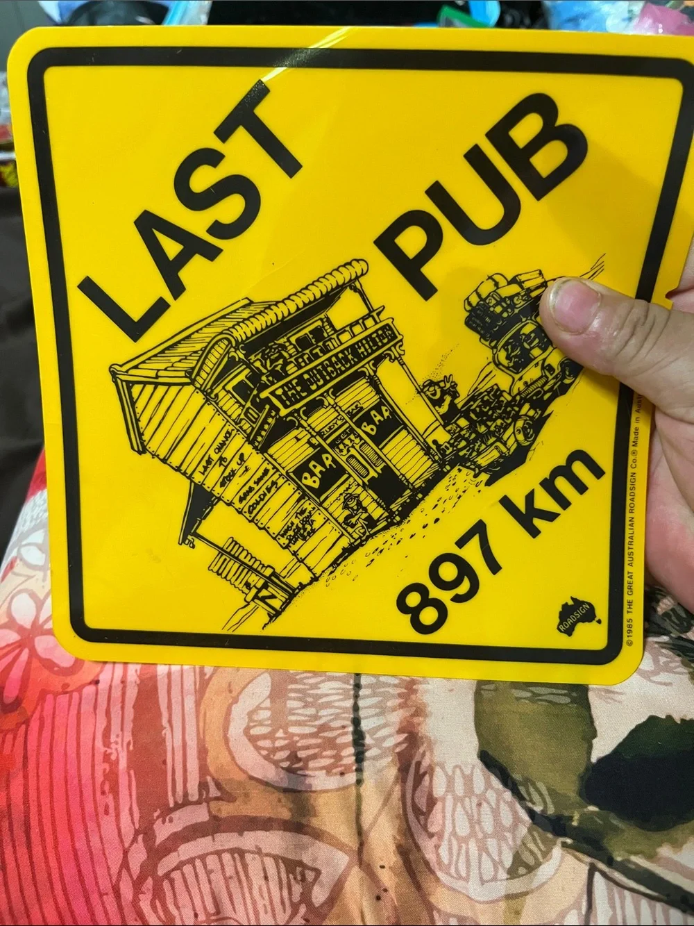 Yellow Road Sign Wall Decor - Retro Bar Graphic